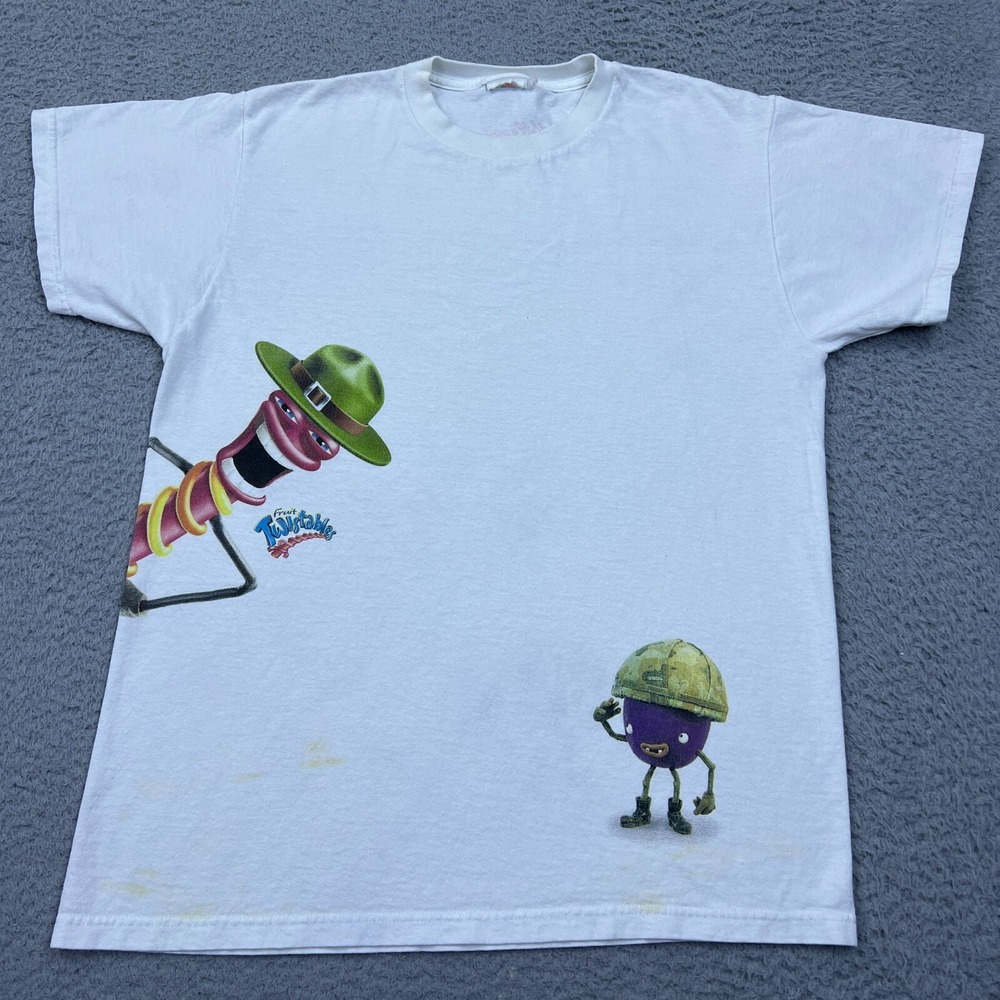 VTG Kellogs Fruit Twistables T-Shirt Sergeant Graphic Print Logo Small White Tee